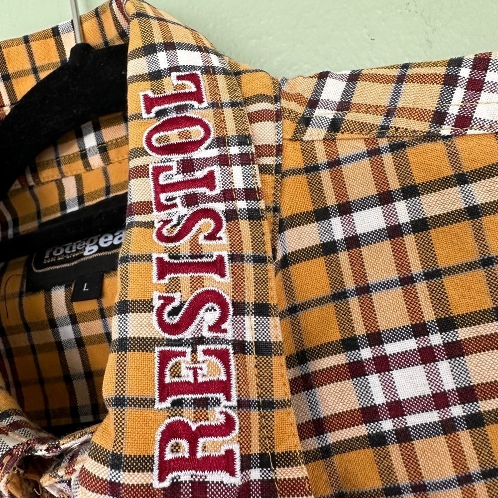 Resistol Shirt Rodeo Mens Sz Large Embroidered Logo Pearl Snap Plaid Western‌‌‌ - Picture 9 of 11
